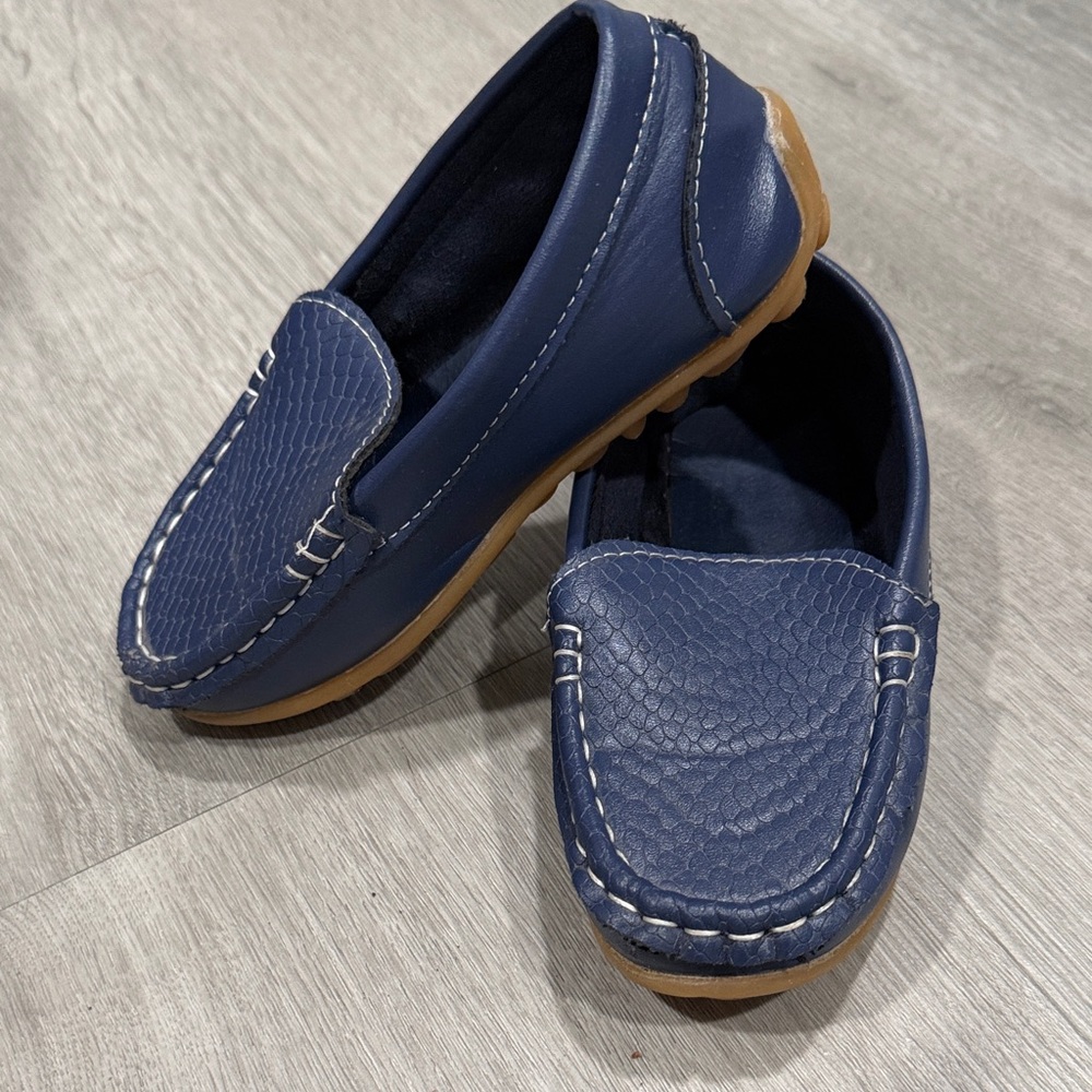 Kids Navy Blue Slip-On Moccasin Shoes